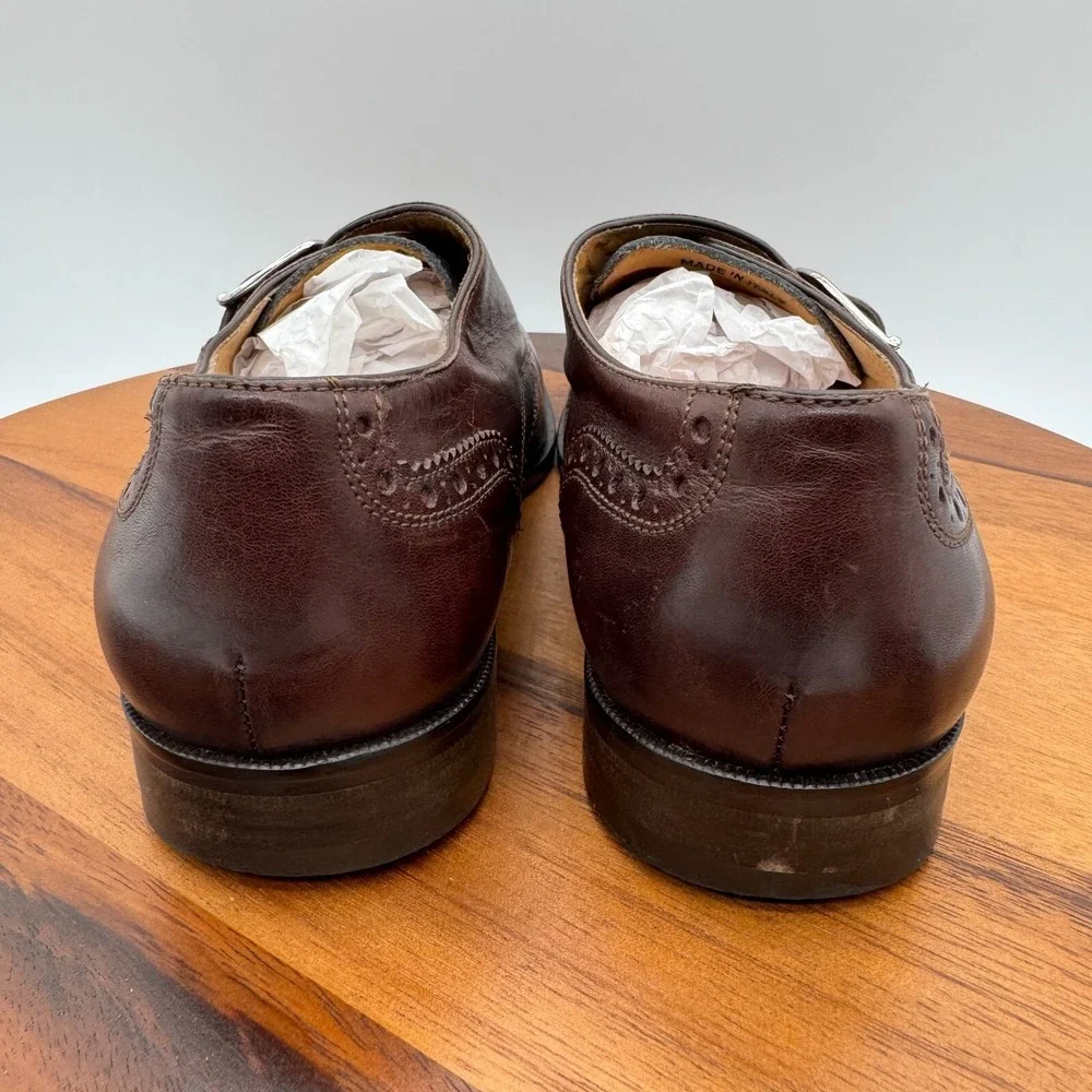 Paul‎ Fredrick Mens Sz 8 M Brown Two Tone Single Buckle Monk Strap Dress Shoes